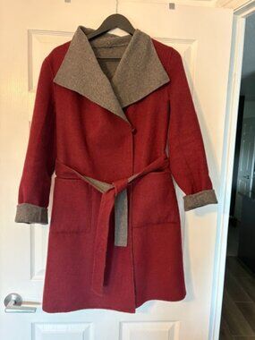 1 Madison luxe outerwear reversible wool blend wrap coat